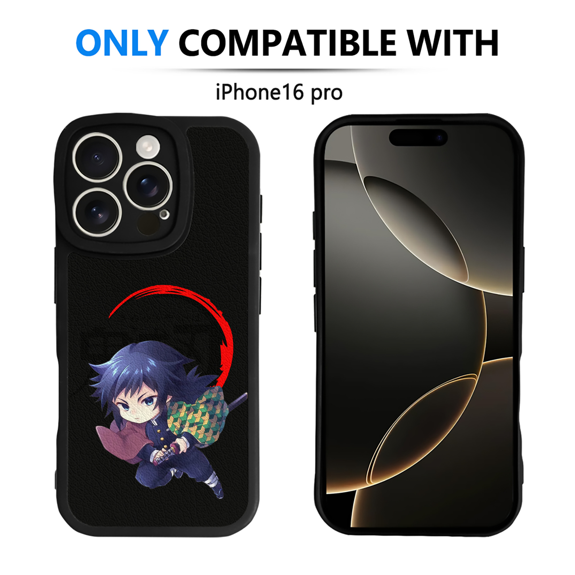 （画像用） 鬼滅の刃（きめつのやいば）水柱-冨岡 義勇／とみおか ぎゆう Tomioka Giyuu 【iPhone 16シリーズ対応】シリコンスマホケース（レザー調） 材質：シリコン